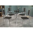 Ver imagem 1 de Conjunto Sala de Jantar Mesa com 4 Cadeiras Estofadas Cromado 051 Kappesberg Crome Cromado/marrom