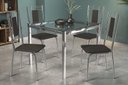 Ver imagem 1 de Conjunto Sala de Jantar Mesa com 4 Cadeiras Estofadas Cromado 051 Kappesberg Crome Cromado/marrom
