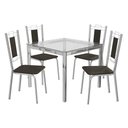 Ver imagem 2 de Conjunto Sala de Jantar Mesa com 4 Cadeiras Estofadas Cromado 051 Kappesberg Crome Cromado/marrom