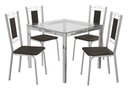Ver imagem 2 de Conjunto Sala de Jantar Mesa com 4 Cadeiras Estofadas Cromado 051 Kappesberg Crome Cromado/marrom