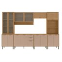 Ver imagem 2 de Cozinha Compacta Modulada 6 Peças 340cm 15 Portas e 2 Gavetas Colors Marrom Freijó/Pinole