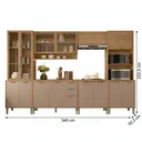 Ver imagem 3 de Cozinha Compacta Modulada 6 Peças 340cm 15 Portas e 2 Gavetas Colors Marrom Freijó/Pinole
