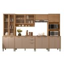 Ver imagem 7 de Cozinha Compacta Modulada 6 Peças 340cm 15 Portas e 2 Gavetas Colors Marrom Freijó/Pinole