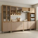 Ver imagem 1 de Cozinha Compacta Modulada 6 Peças 340cm 15 Portas e 2 Gavetas Colors Marrom Freijó/Pinole