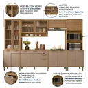 Ver imagem 5 de Cozinha Compacta Modulada 6 Peças 340cm 15 Portas e 2 Gavetas Colors Marrom Freijó/Pinole