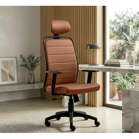 Cadeira Presidente Giratoria Courino Terracota Base Cromada 120kg - Roal