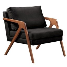 Kit 02 Poltronas Decorativas Madeira Maciça Luxo Itália - Zahav Estofados:Suede Preto - 3