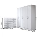 Ver imagem 4 de Guarda-roupa Casal Harper 6 Portas 2 Gavetas com Cômoda 10 Gavetas Branco - Panorama Móveis