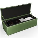 Ver imagem 4 de Kit Cabeceira Cama Box Casal 140cm Calçadeira Recamier Baú Dália W01 Facto Verde Musgo - Lyam