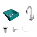 Ver imagem 2 de Kit Cuba XQ355 com Torneira Luxo 1195 Metal e Válvula 1" com Sifão PVC e Flexível Compace