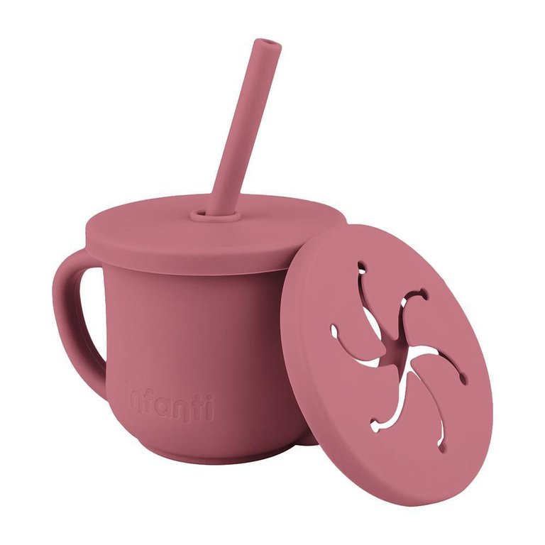 Copo de Silicone 2 em 1 Piccolo Rosa - Infanti Copo de Silicone 2 em 1 Piccolo Rosa - Infanti