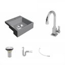 Ver imagem 2 de Kit Cuba XQ355 com Torneira Luxo 1195 Metal e Válvula 1" com Sifão PVC e Flexível Compace