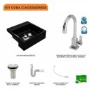 Ver imagem 3 de Kit Cuba XQ355 com Torneira Luxo 1195 Metal e Válvula 1" com Sifão PVC e Flexível Compace