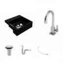 Ver imagem 2 de Kit Cuba XQ355 com Torneira Luxo 1195 Metal e Válvula 1" com Sifão PVC e Flexível Compace