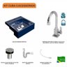 Kit Cuba XQ355 com Torneira Luxo 1195 Metal e Válvula Click 1"B com Sifão PVC e Flexível Compace - 3
