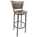 Ver imagem 2 de Kit 4 Banquetas Altas Preta com Encosto Junco Capuccino Assento Floral Marrom