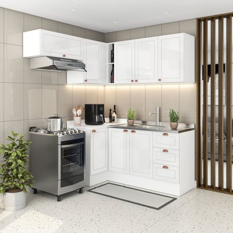 Cozinha 5 Peças com Rodapé Pérola Yescasa