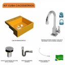 Ver imagem 3 de Kit Cuba XQ355 com Torneira Luxo 1195 Metal e Válvula Click 1"B com Sifão Cromado e Flexível Compace