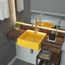 Ver imagem 1 de Kit Cuba XQ355 com Torneira Luxo 1195 Metal e Válvula Click 1"B com Sifão Cromado e Flexível Compace