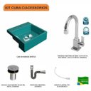 Ver imagem 3 de Kit Cuba XQ355 com Torneira Luxo 1195 Metal e Válvula Click 1"B com Sifão Cromado e Flexível Compace