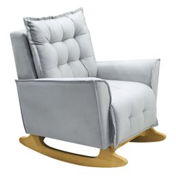 Poltrona Amamentação de Balanço Helena + Puff Veludo Quarto Bebê:cinza - 4