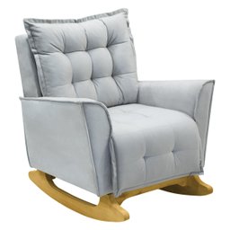 Poltrona Amamentação de Balanço Helena + Puff Veludo Quarto Bebê:cinza - 3