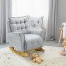 Poltrona Amamentação de Balanço Helena + Puff Veludo Quarto Bebê:cinza - 2