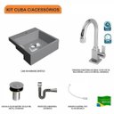 Ver imagem 3 de Kit Cuba XQ355 com Torneira Luxo 1195 Metal e Válvula Click 1"B com Sifão Cromado e Flexível Compace