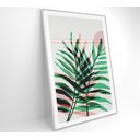 Ver imagem 3 de Quadro Pintura Folha Verde e Rosa 2 - 80x120 Cm - Tecido Canvas