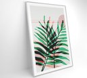 Ver imagem 3 de Quadro Pintura Folha Verde e Rosa 2 - 80x120 Cm - Tecido Canvas
