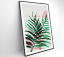 Ver imagem 4 de Quadro Pintura Folha Verde e Rosa 2 - 80x120 Cm - Tecido Canvas