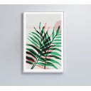 Ver imagem 1 de Quadro Pintura Folha Verde e Rosa 2 - 80x120 Cm - Tecido Canvas