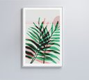 Ver imagem 1 de Quadro Pintura Folha Verde e Rosa 2 - 80x120 Cm - Tecido Canvas