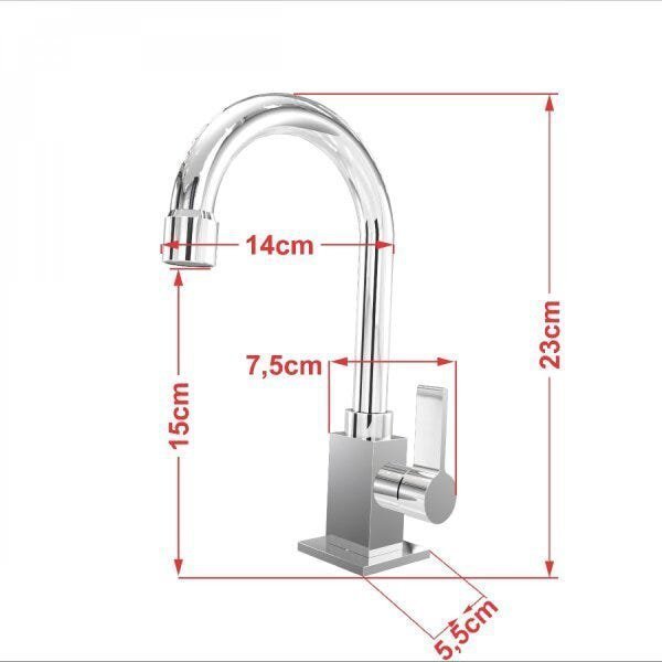 Kit Cuba XQ355 com Torneira Luxo 1195 Metal e Válvula Click 1"B com Sifão Cromado e Flexível Compace - 9
