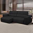 Ver imagem 2 de Sofá Retrátil Reclinável para Sala 3 Lugares 230cm Bari L06 Couro Preto - Lyam Decor