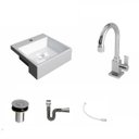 Ver imagem 2 de Kit Cuba XQ355 com Torneira Luxo 1195 Metal e Válvula Click 1"B com Sifão Cromado e Flexível Compace