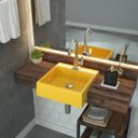 Ver imagem 1 de Kit Cuba XQ355 Torneira Luxo 1195 Metal Válvula Click 1 Polegada G Sifão Flexível PVC Compace