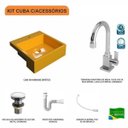 Ver imagem 3 de Kit Cuba XQ355 Torneira Luxo 1195 Metal Válvula Click 1 Polegada G Sifão Flexível PVC Compace