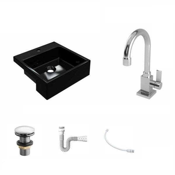 Kit Cuba XQ355 Torneira Luxo 1195 Metal Válvula Click 1 Polegada G Sifão Flexível PVC Compace - 2