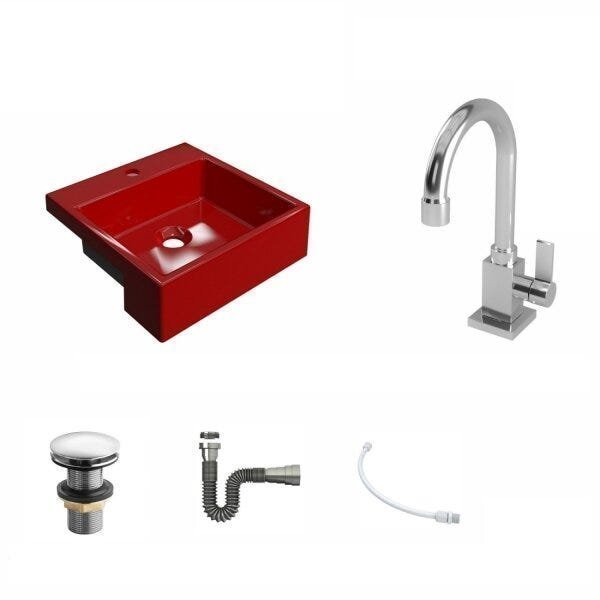 Kit Cuba XQ355 Torneira Luxo 1195 Metal Válvula Click 1 Polegada G Sifão Flexível Cromado Compace - 2