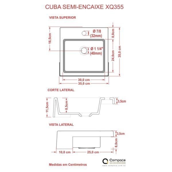 Kit Cuba XQ355 Torneira Luxo 1195 Metal Válvula Click 1 Polegada G Sifão Flexível Cromado Compace - 8