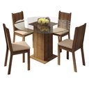 Ver imagem 2 de Conjunto Sala de Jantar Madesa Paula Mesa Tampo de Vidro Redondo 4 Cadeiras - Rustic/bege