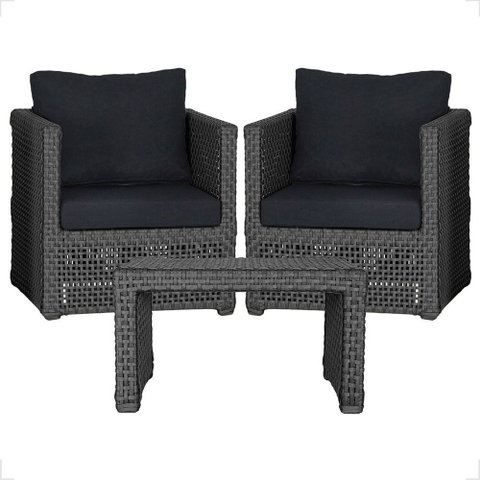 Mesa Centro e 2 Poltronas Madri Corda Náutica Estofado 12 Trama Original