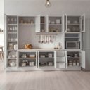 Ver imagem 2 de Cozinha Planejada 7 Peças com Tampo com Cristaleira Marselha CabeCasa MadeiraOriginals Branco