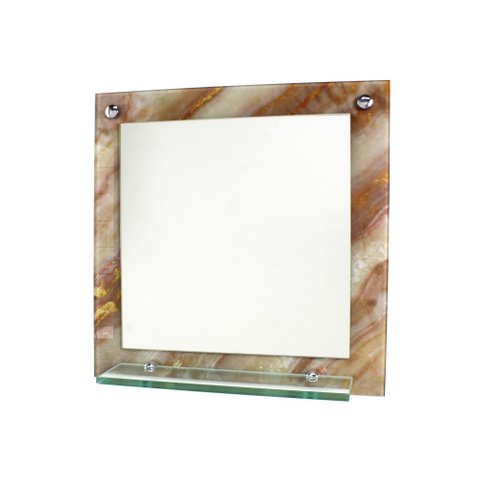 ESPELHO PARA BANHEIRO COM PRATELEIRA 40CM X 40CM MÁRMORE MARFIM