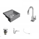 Ver imagem 2 de Kit Cuba XQ355 com Torneira Luxo 1195 Metal e Válvula Click 1 1/2 com Sifão PVC e Flexível Compace