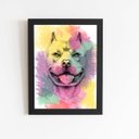 Ver imagem 1 de Quadro Cachorro Pitbull Tinta Aquarela Moldura 30x40cm