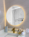 Ver imagem 1 de Espelho Redondo 50cm X 50cm com Led À Pilha ou Fonte:led Branco Quente/led a Pilha