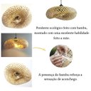 Ver imagem 2 de Pendente de Fibra Natural de Bambu Artesanal E27 Bancada Sala Nat01