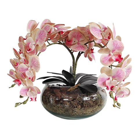 Arranjo Centro de Mesa Vaso Grande 4 Flores de Orquideas
